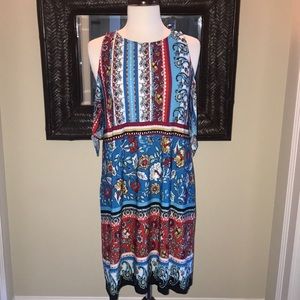 Beige by eci Size Small Cold Shoulder Floral Dress